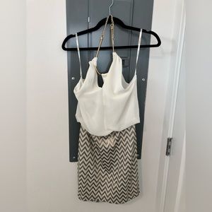 GUESS white and gold halter dress